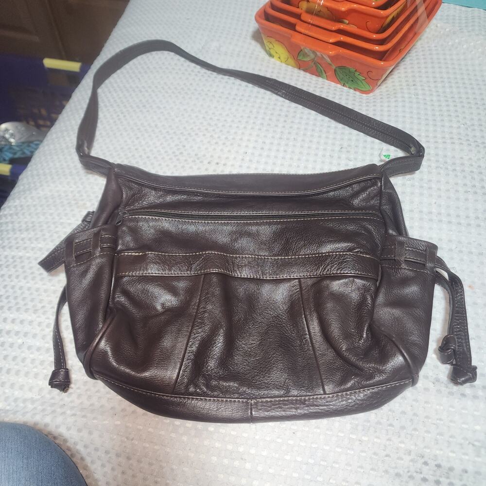 HANDCRAFTED EUC LARGE LEATHER SHOULDER BAG MADE IN MEXICO